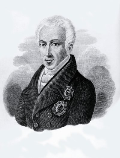 Portræt af grev Ioannis Antonios Kapodistrias (1776-1831), præsident for den græske republik fra 1828 til 1831, gravering af Walter Charles Mills