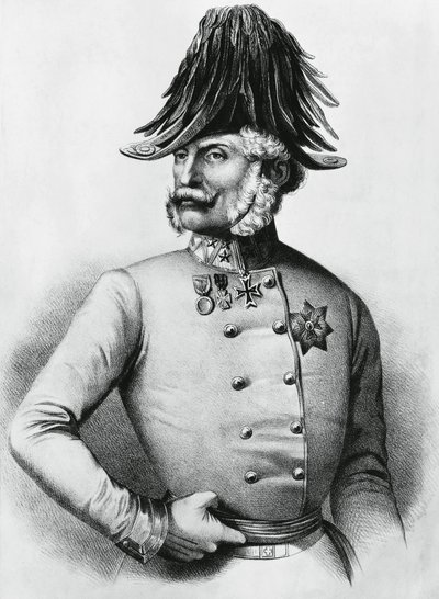 Portræt af Ferencz Gyulai (1798-1868), østrig-ungarsk general og politiker, gravering af Walter Charles Mills