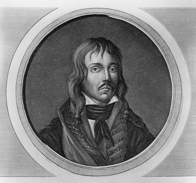 Portræt af Francois Severin Marceau-Desgraviers (1769-1796), fransk general for revolutionskrige, gravering af Walter Charles Mills