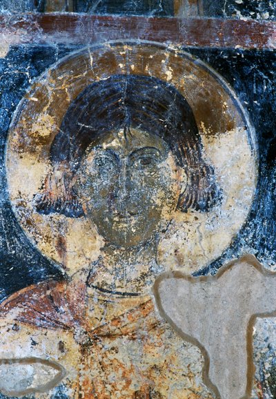 Saint, fresko af Ioannis Pagomenos i St Nicholas Chapel, Maza, Kreta, Grækenland (foto) af Walter Charles Mills
