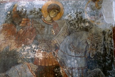 St George, fresko af Ioannis Pagomenos i Agios Georgios-kirken, Anidri, Kreta, Grækenland af Walter Charles Mills