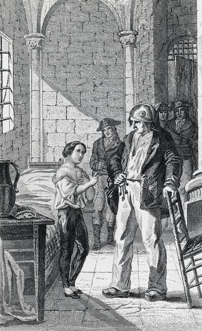 Dauphinen Louis Charles og hans plejer Antoine Simon i Temple-fængslet, gravering af Philippoteaux og Girardet, Franske Revolution, Frankrig af Walter Charles Mills