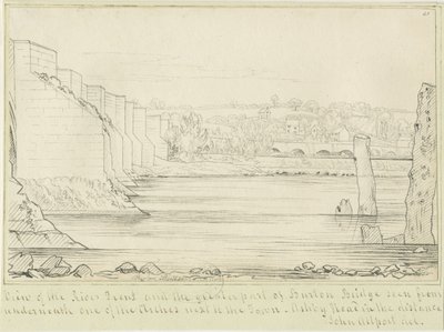 Burton-upon-Trent Bridge and Town: pentegning, nd [c 1817] (tegning) af John Allport