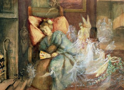 Drømme (akvarel og kropsfarve på papir) af John Anster Fitzgerald