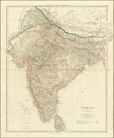 Kort over Indien fra 1832 af John Arrowsmith af John Arrowsmith