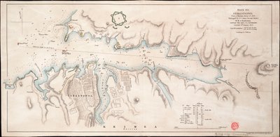 Sortehavets Sebastopol fra en russisk opmåling i 1836 af John Arrowsmith
