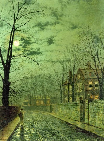 En månebelyst vej af John Atkinson Grimshaw