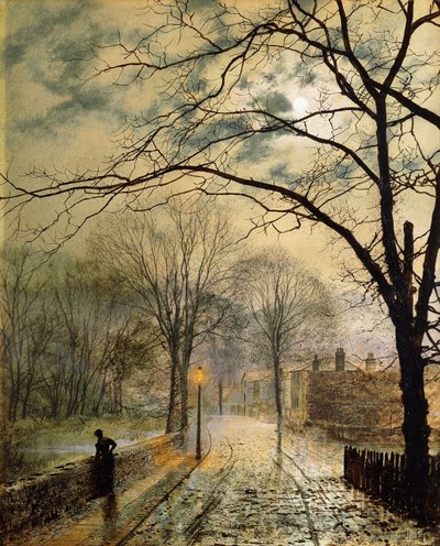 En månebelyst gåtur, Bonchurch, Isle of Wight, 1878 af John Atkinson Grimshaw
