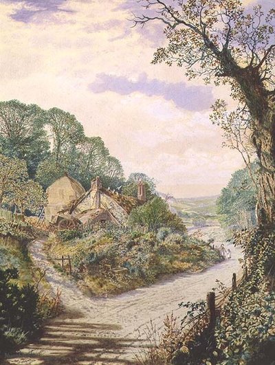 En sommermiddag, gammel gård, Wharfedale af John Atkinson Grimshaw