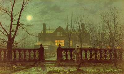 En dame i en have ved måneskin, 1882 af John Atkinson Grimshaw
