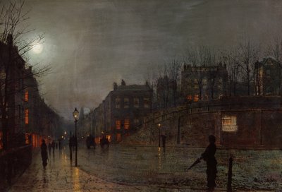Går hjem i skumringen, 1882 af John Atkinson Grimshaw