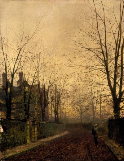J.A.Grimshaw, Efterårets guld / Gemälde, 1882 af John Atkinson Grimshaw