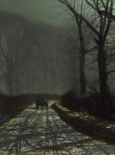 Gadebilledet om natten af John Atkinson Grimshaw