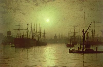 Nightfall ned ad Themsen af John Atkinson Grimshaw