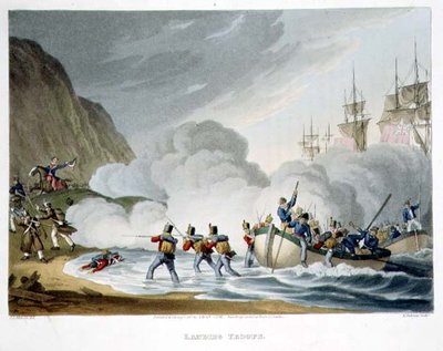 Landgangstropper, indgraveret af Matthew Dubourg (fl.1813-20) fra 