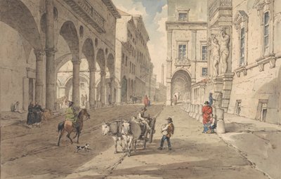 Bologna, Udsigt i Strada Maggiore af John Augustus Atkinson