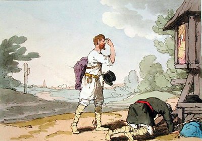 Pilgrims, ætset af kunstneren, udgivet 1804 (farve litho) af John Augustus Atkinson