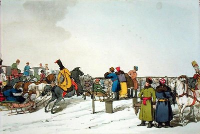 Race Course, ætset af kunstneren, udgivet 1804 (farve litho) af John Augustus Atkinson