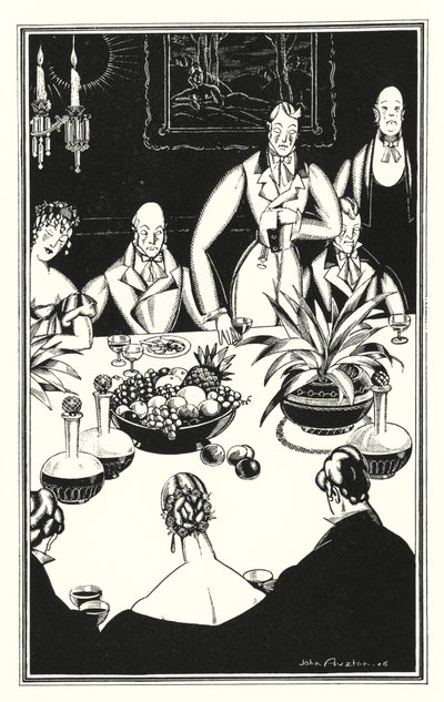 Illustration til Don Juan af Lord Byron: Den dystreste time, som dukker op ud af de triste fireogtyve (litho) af John Austen