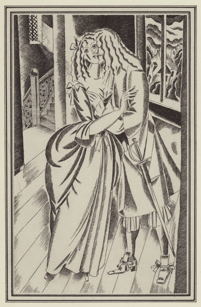 Illustration til Moll Flanders af Daniel Defoe (litho) af John Austen