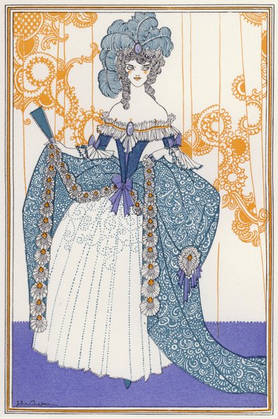 Illustration til "Rogues In Porcelain", A Miscellany of Attende århundredes digte (farve litho) af John Austen