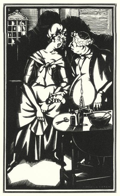 Illustration til Tristram Shandy af Laurence Sterne (litho) af John Austen