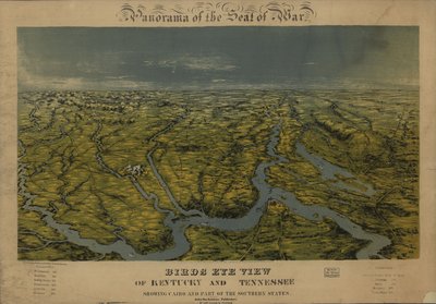 Fugleperspektiv over Kentucky og Tennessee med Cairo og en del af sydstaterne. LOC 99447069 af John Bachmann