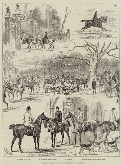 Lawn Meet af West Norfolk Hounds i Sandringham af John Bagnold Burgess
