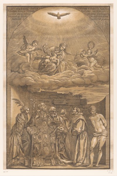 Maria i skyerne og seks helgener Kunstværker af venetianske mestre (serietitel) Opera selectora (serietitel) af John Baptist Jackson
