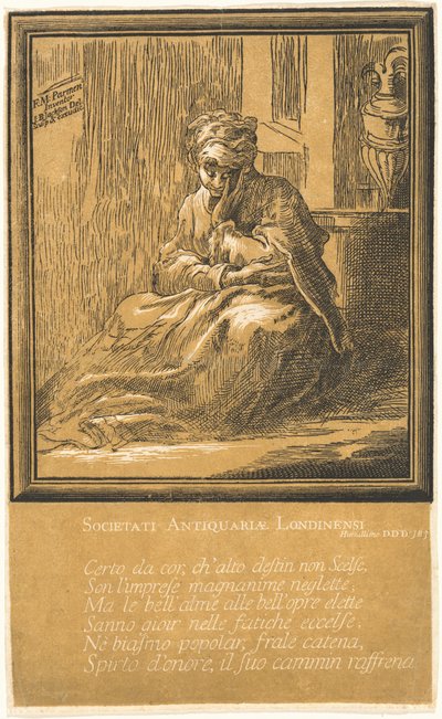 Kvinde mediterer af John Baptist Jackson, after Parmigianino