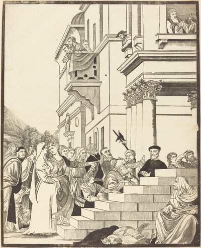 Præsentation af jomfruen i templet [midterplade] af John Baptist Jackson after Titian