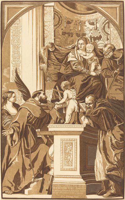 Hellige familie og fire hellige af John Baptist Jackson after Veronese