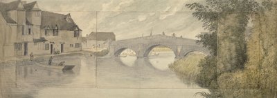 Hythe Bridge, Oxford, 1789 (akvarel over grafit på tre ark papir klistret på et større ark) af John Baptist Malchair