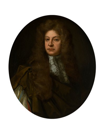 Halv-længde portræt af Adam Urquhart med Lace Jabot (olie på lærred) af John Baptist de (circle of) Medina