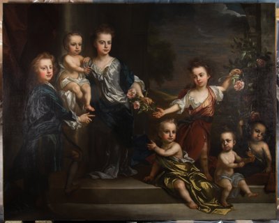 Portræt af syv af børnene af Charles Seymour, 6. hertug af Somerset. af John Baptiste Closterman