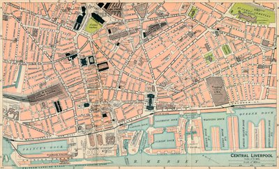 Central Liverpool, c20th Century af John Bartholomew