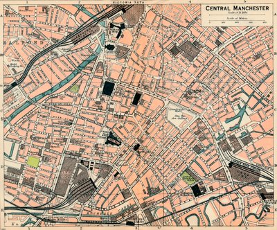 Central Manchester, c20th Century af John Bartholomew