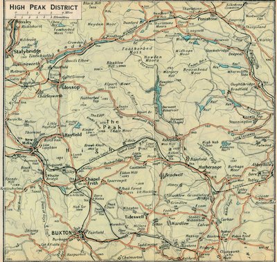 High Peak District, det 20. århundrede af John Bartholomew