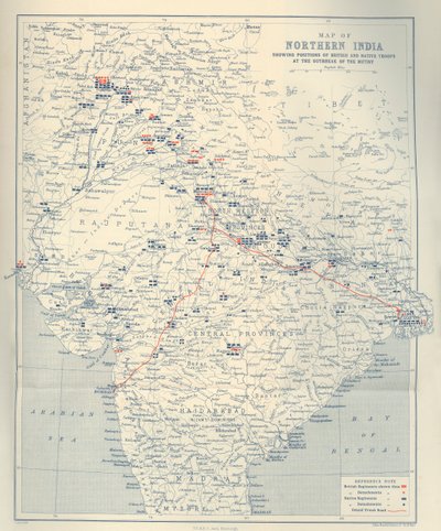 Kort over det nordlige Indien, 1901. af John Bartholomew