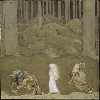 La Princesse et les trolls - Prinsessen og troldene - Bauer, John (1882-1918) - 1913 - Akvarel, Gouache på papir - 25x25 - Nationalmuseum Stockholm af John Bauer