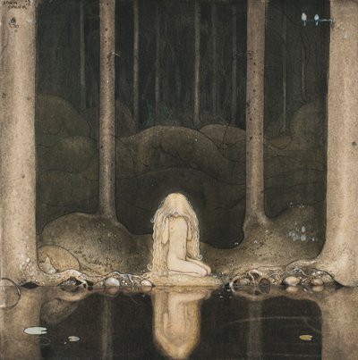  Tuvstarr sidder stadig og kigger vemodigt ud i vandet af John Bauer