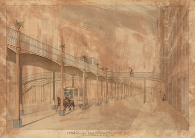 Elevated Railroad, Broadway, New York, 1861. af John Beigel