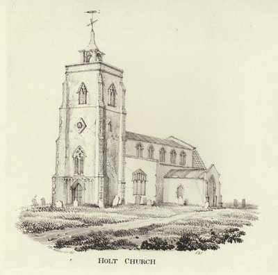 St. Andrew-kirken i landsbyen Holt af John Berney Ladbrooke