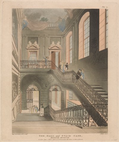The Hall and Stair Case, British Museum af John Bluck