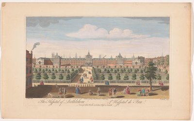 Udsigt over Betlem Royal Hospital i London Hospitalet i Betlehem (titel på objekt) af John Bowles