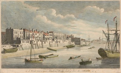 Udsigt set nær Limehouse Bridge, ned ad Themsen af John Boydell