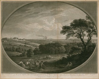 En nordlig udsigt over byerne London og Westminster med en del af Highgate af John Boydell