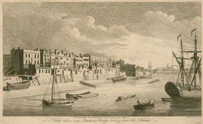 En udsigt taget nær Limehouse Bridge og ser ned ad Themsen af John Boydell