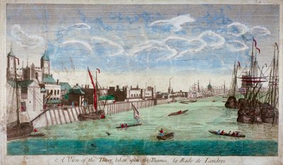 Udsigt over Tower of London med både på Themsen, 1751 af John Boydell