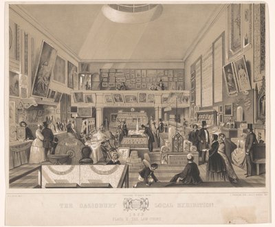 Interieur van de Law Court under de Salisbury Local Exhibition, 1852 Salisbury Local Exhibition 1852. Plade II, Law Court (titel på objekt) af John Brandard